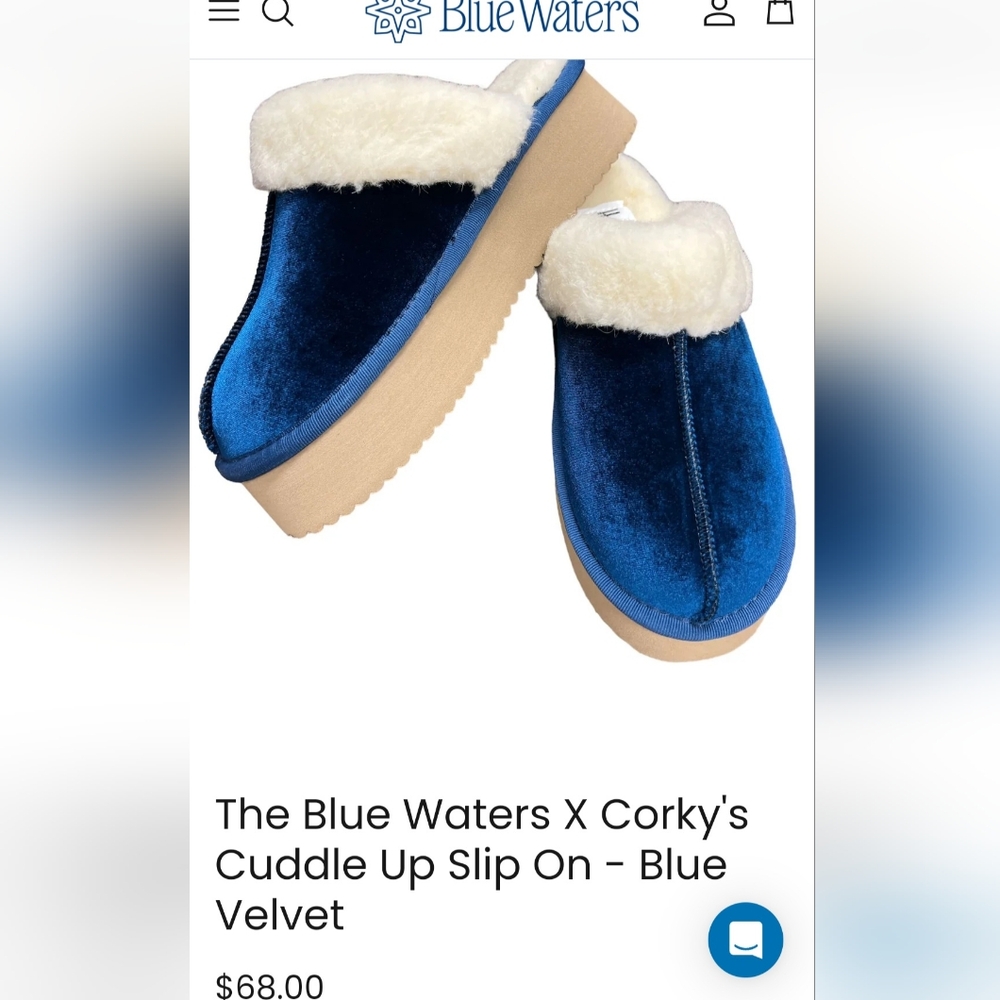 Corkys Blue velvet slip on